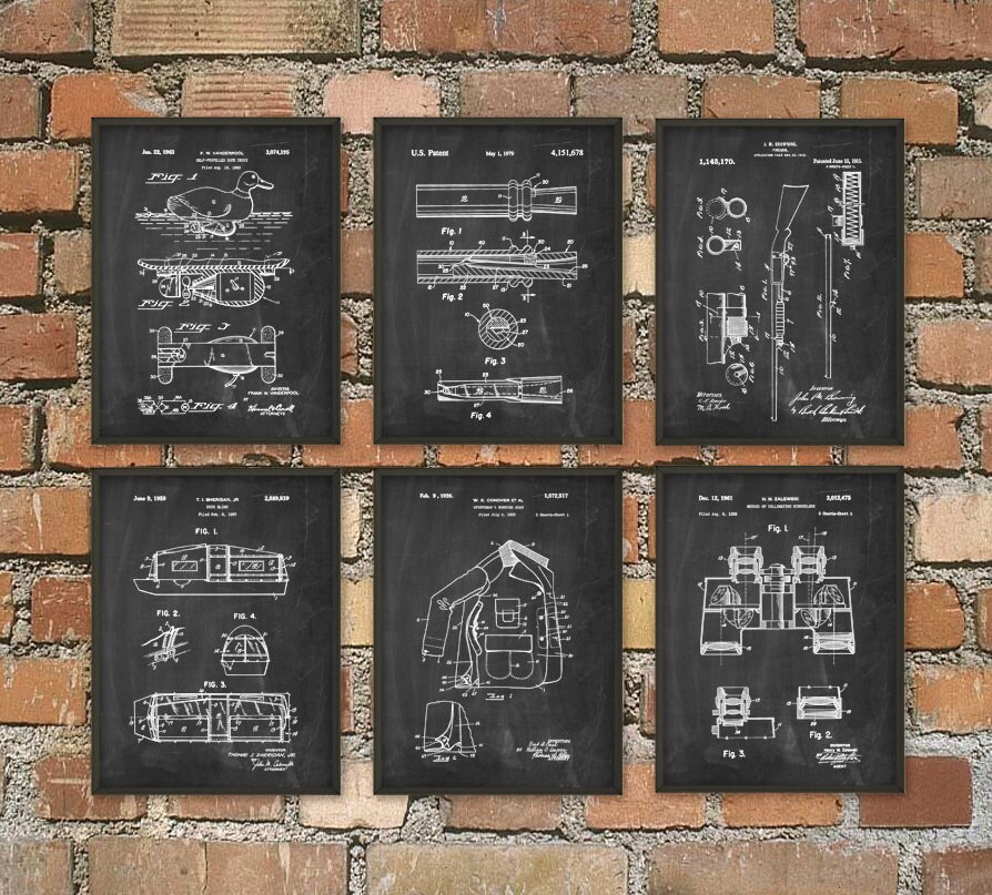 Vintage Duck Hunting Patent Print Set of 6 1 Waterfowl