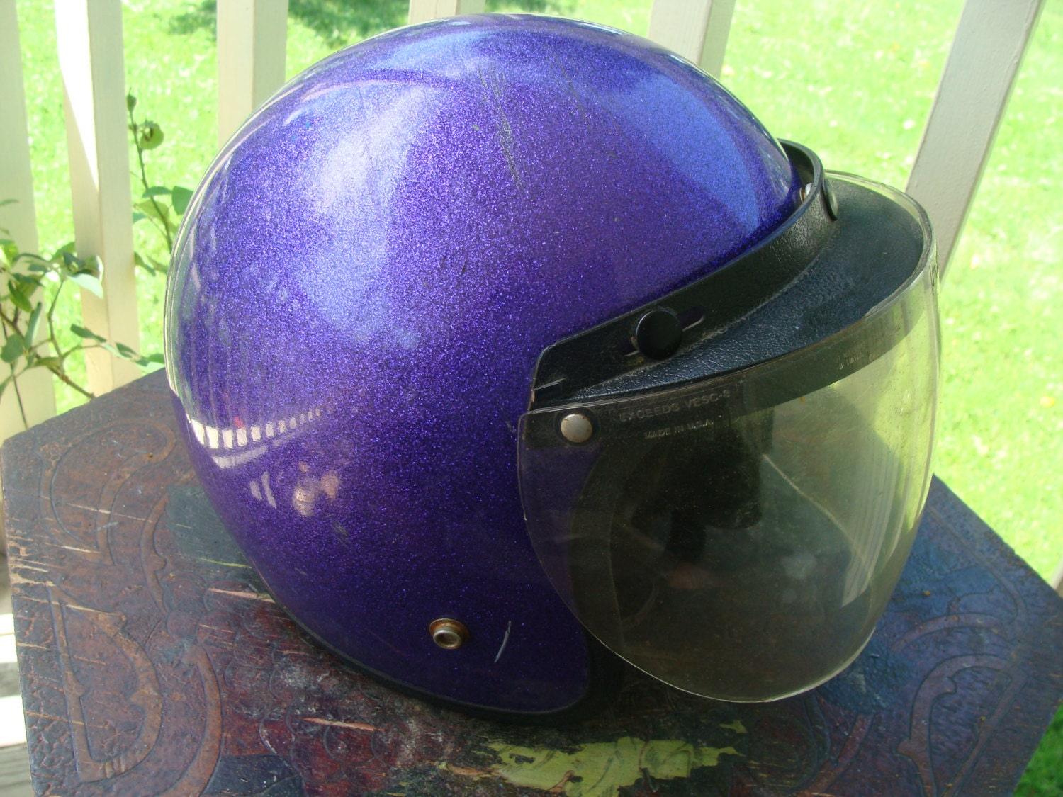 Vintage Purple Metal flake Sparkle Motorcycle Helmet for refurbishing