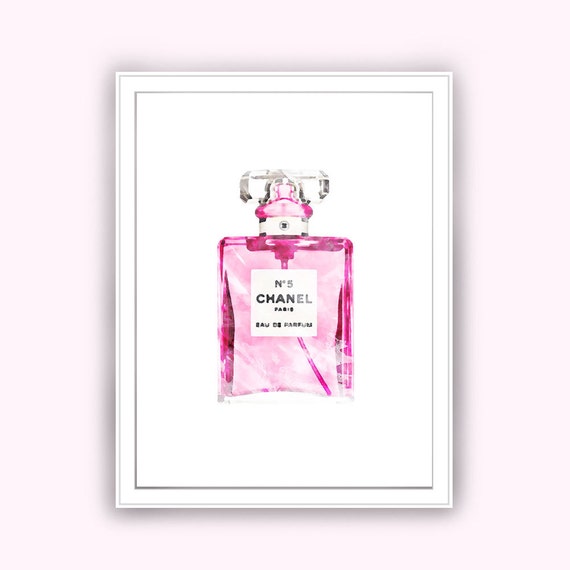 Chanel n.5 parfum pink bottle. Digital watercolor by PupixelShop