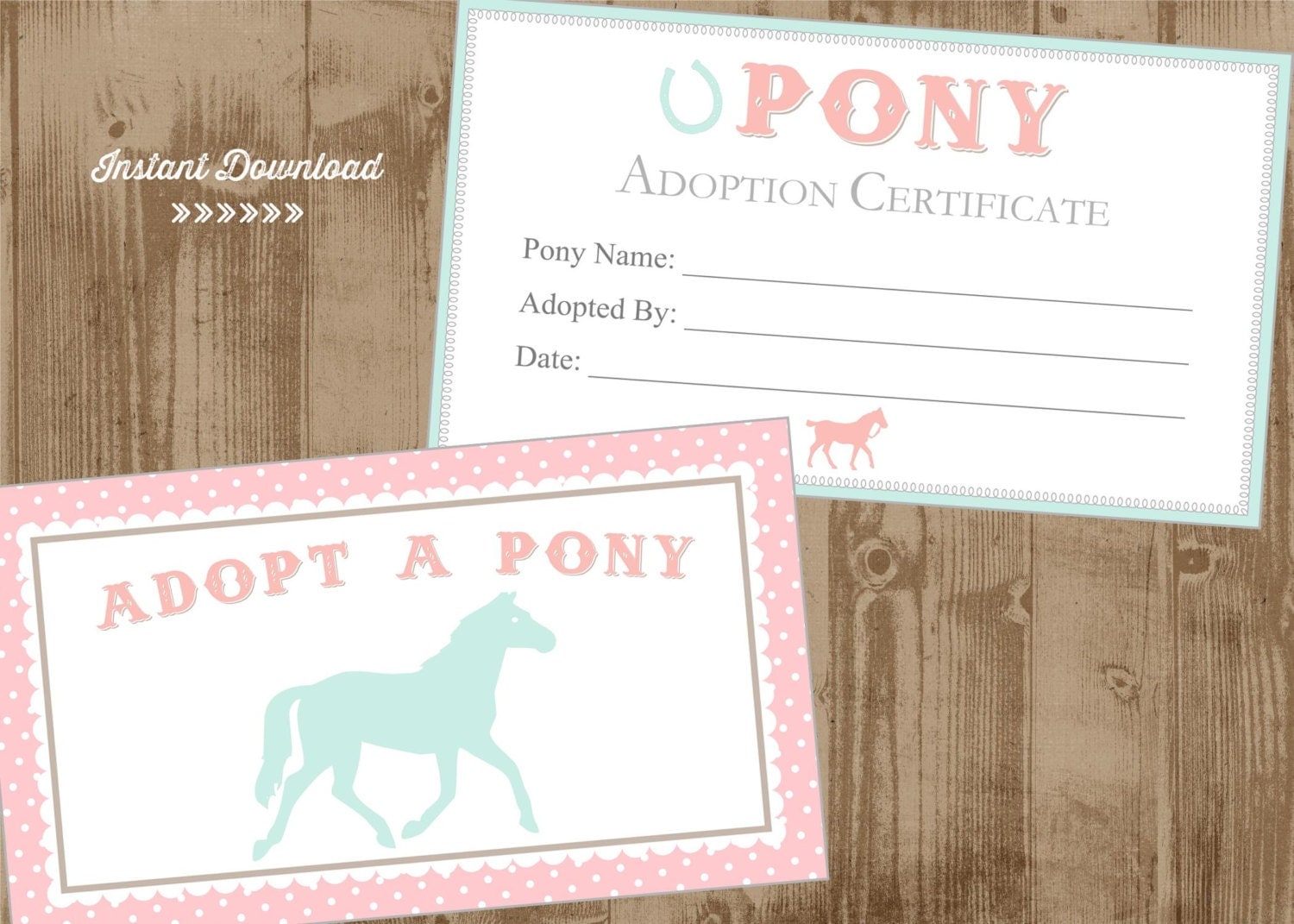 Printable Adopt a Pony Adoption Certificate and Box or Bag