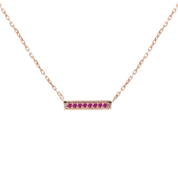 14k rose gold pave ruby necklace natural ruby by EnveroJewelry