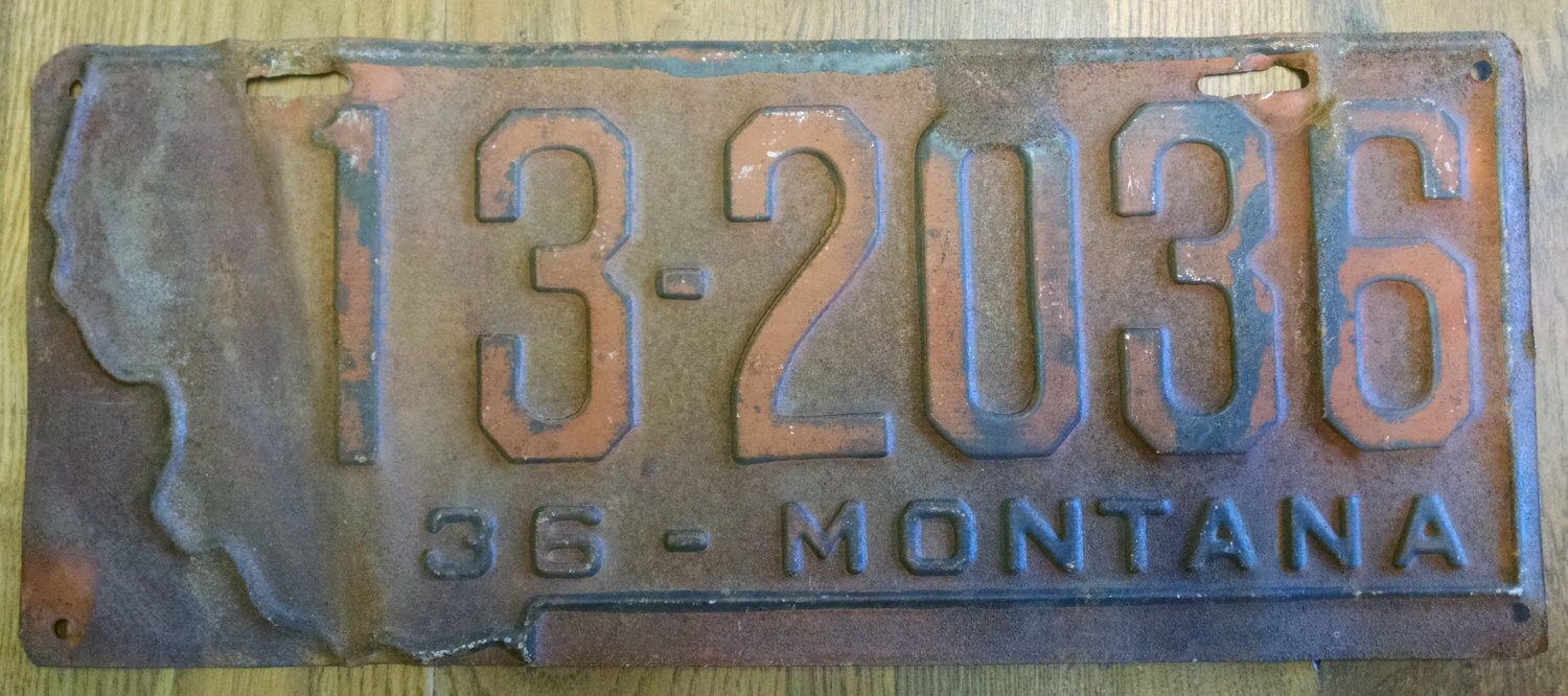 Vintage 1936 Montana License Plate County 13 Plate Number:
