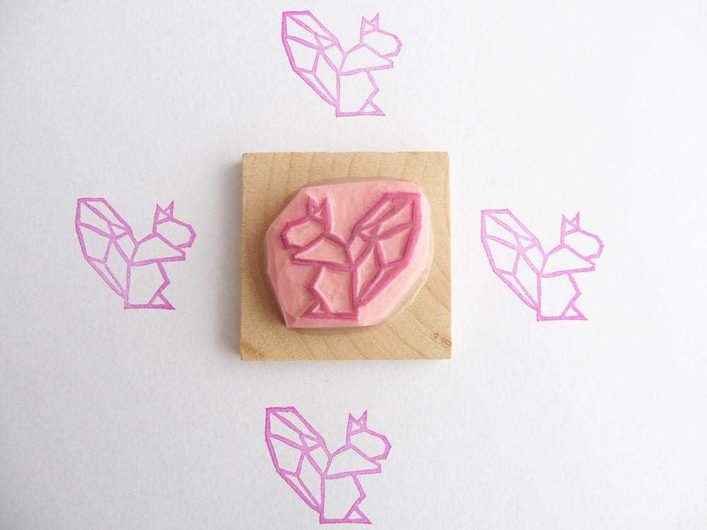Tampon écureuil origami par Kraftille
