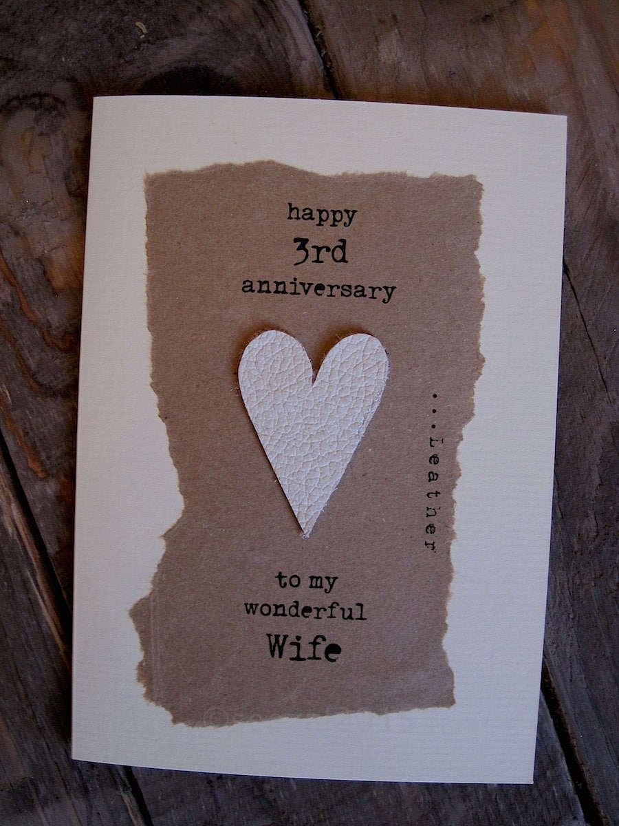 3rd wedding anniversary card leather traditional symbol