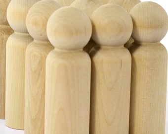 100-Grandpa Peg Dolls (3-9/16")-Solid Hardwood Natural Unfinished High Quality Turnings-Ready to Paint or Stain-Waldorf Wooden People