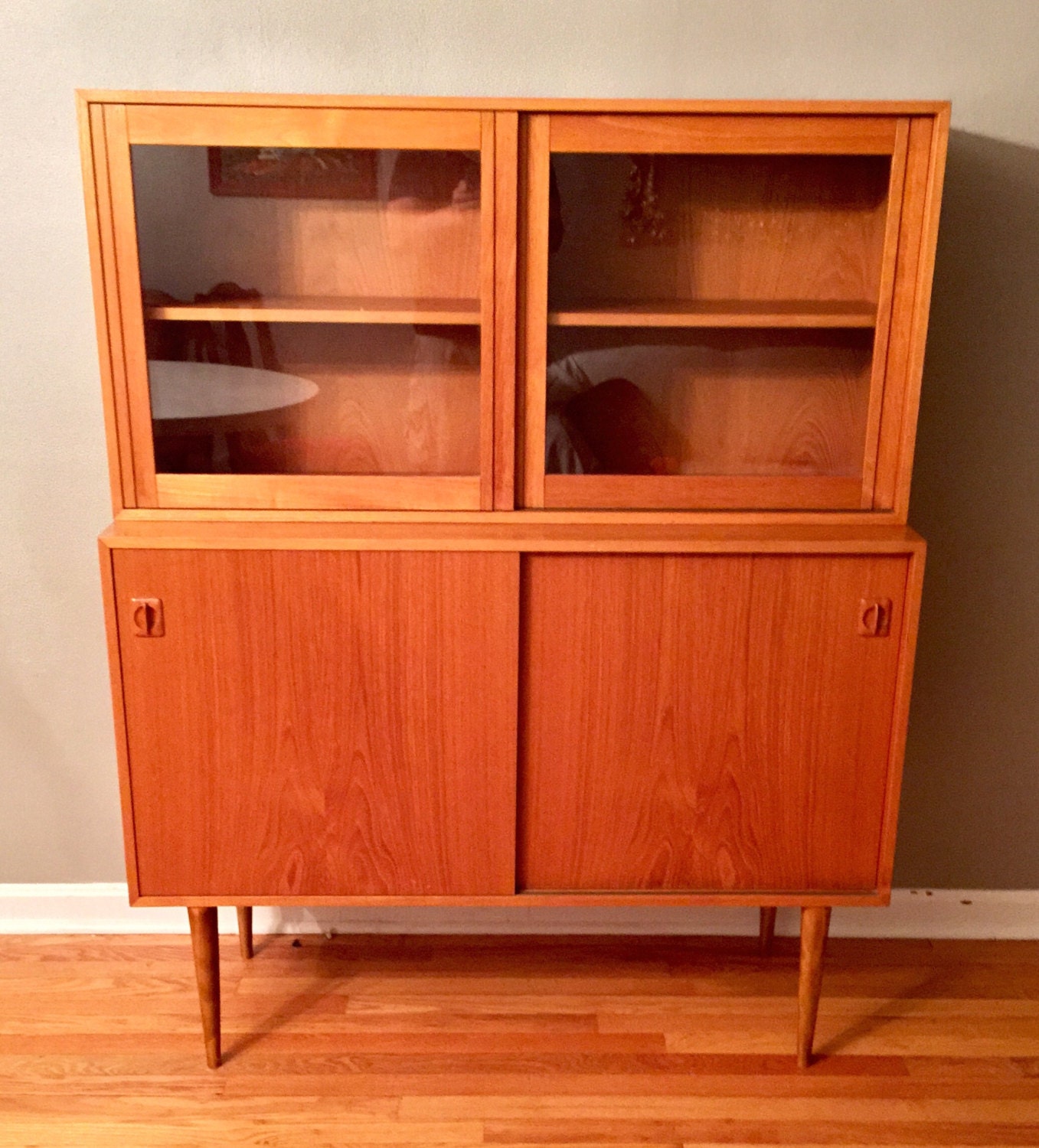 Danish Modern Mid Century Hutch Glass