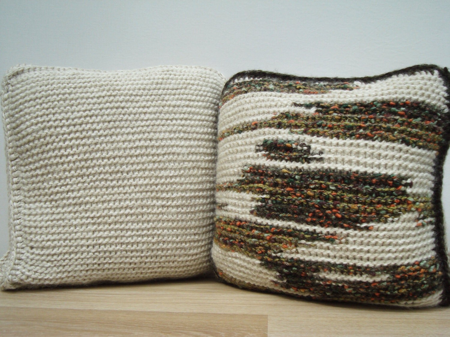 Set Knitting Pillow White Pillow Home Decor Decorative