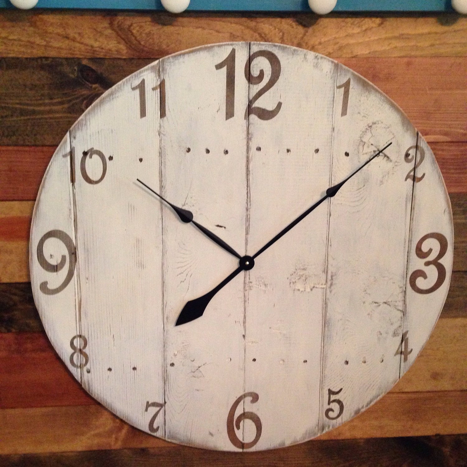 Large painted pallet clock made from reclaimed wood