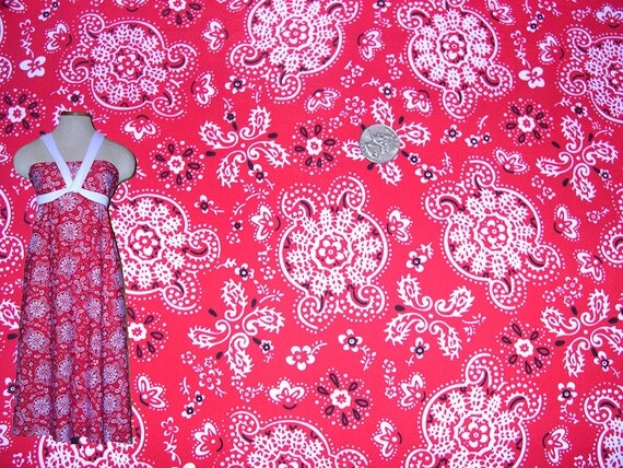 Stretch Fabric Bandana Print Fabric Red by DesignerAlleyFabrics