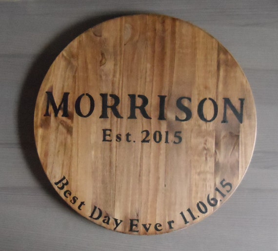 Custom Wine Barrel Lid faux Best Day Ever with name and est.