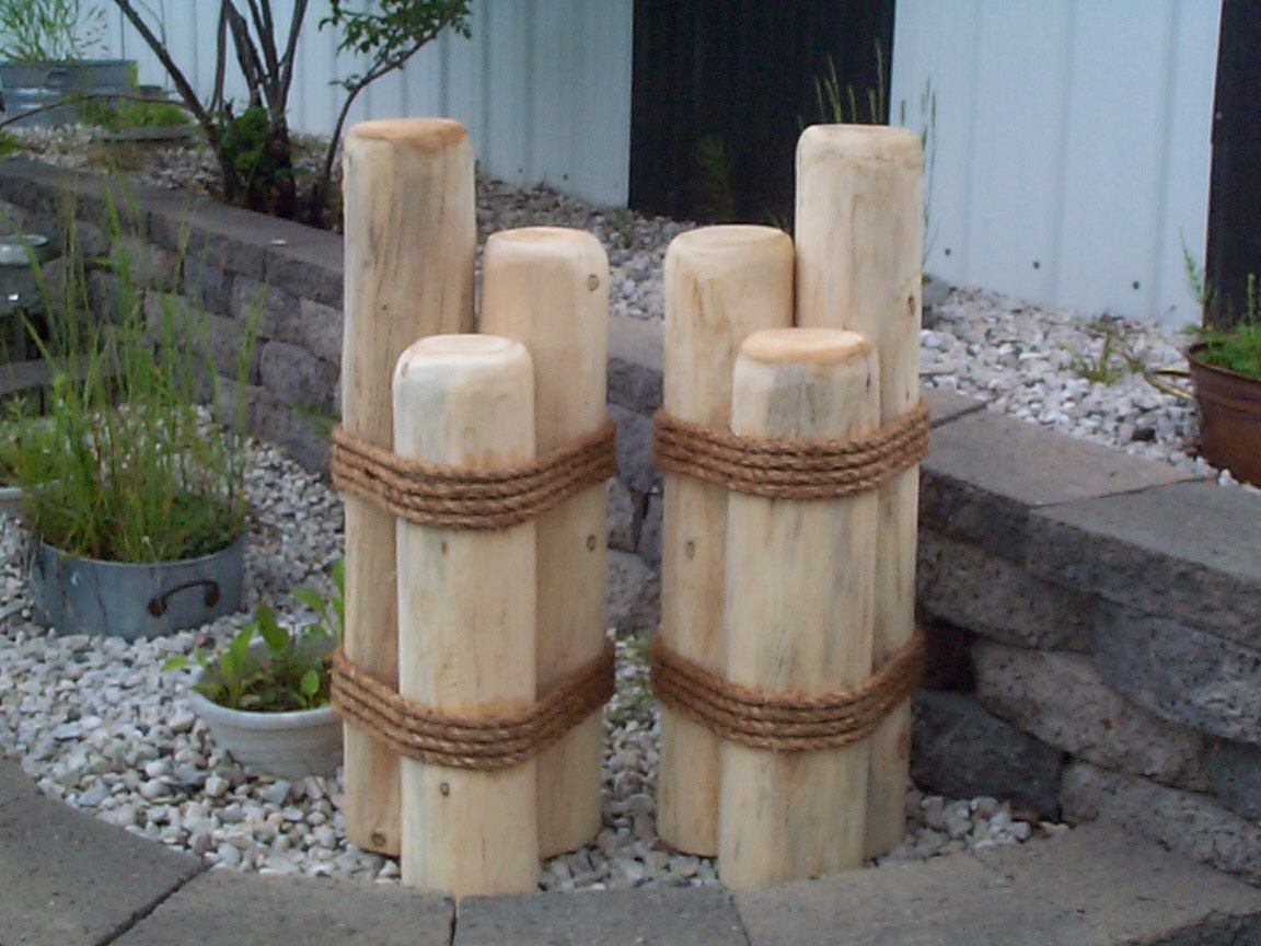 2 Wooden Pilings Lawn or Pier Dock Ornaments by CreativeYardArt1