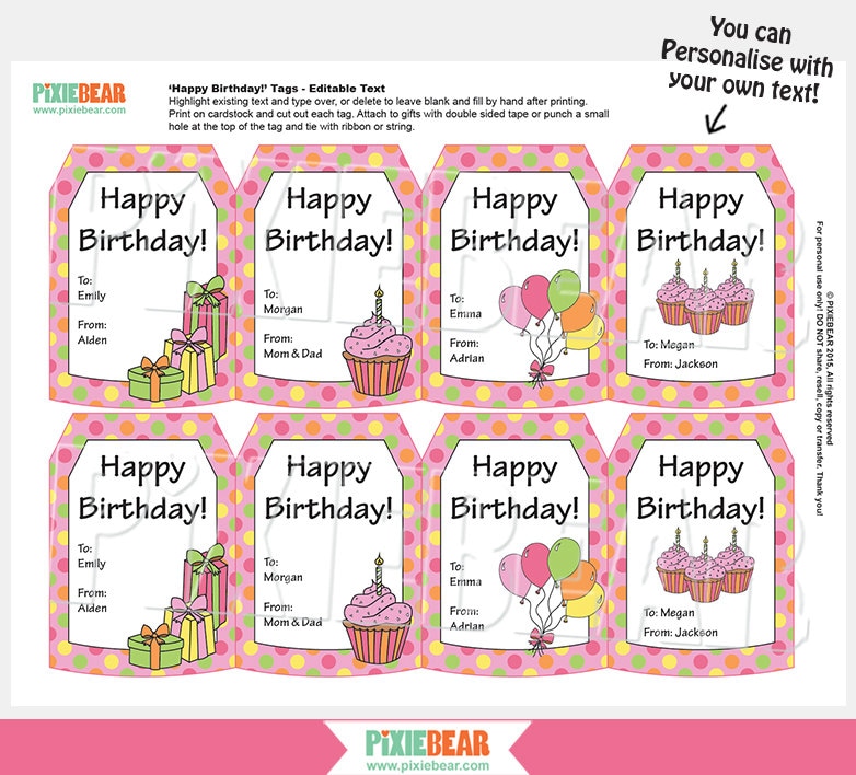 birthday gift tags personalized gift tags personalized