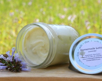 NATURAL LOTION - Whipped Shea Body Butter, homemade cream, essential oils, moisturizer, skin care, gift for her 8oz