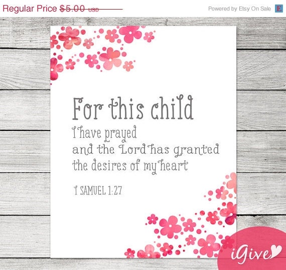 SPRING SALE Floral Watercolor Nursery Bible Quote Printable - For This ...