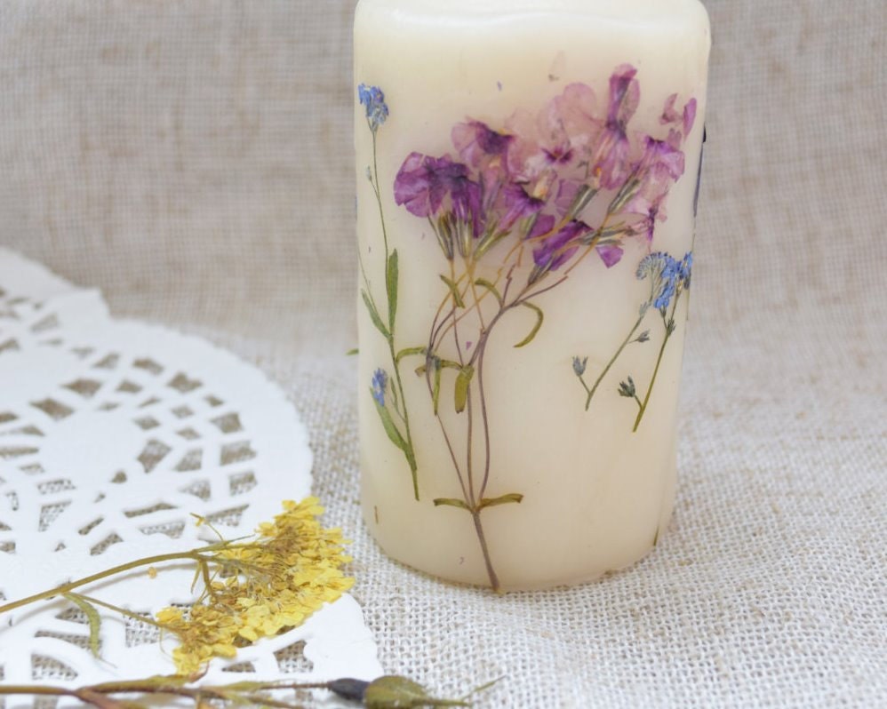 Floral candle Dry Flower Candle Wedding party favor Wedding