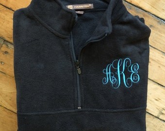 Monogrammed Fleece Jacket, monogram sweatshirt, monogram pullover, Monogram quarter zip, monogram fleece jacket, monogram vest jacket
