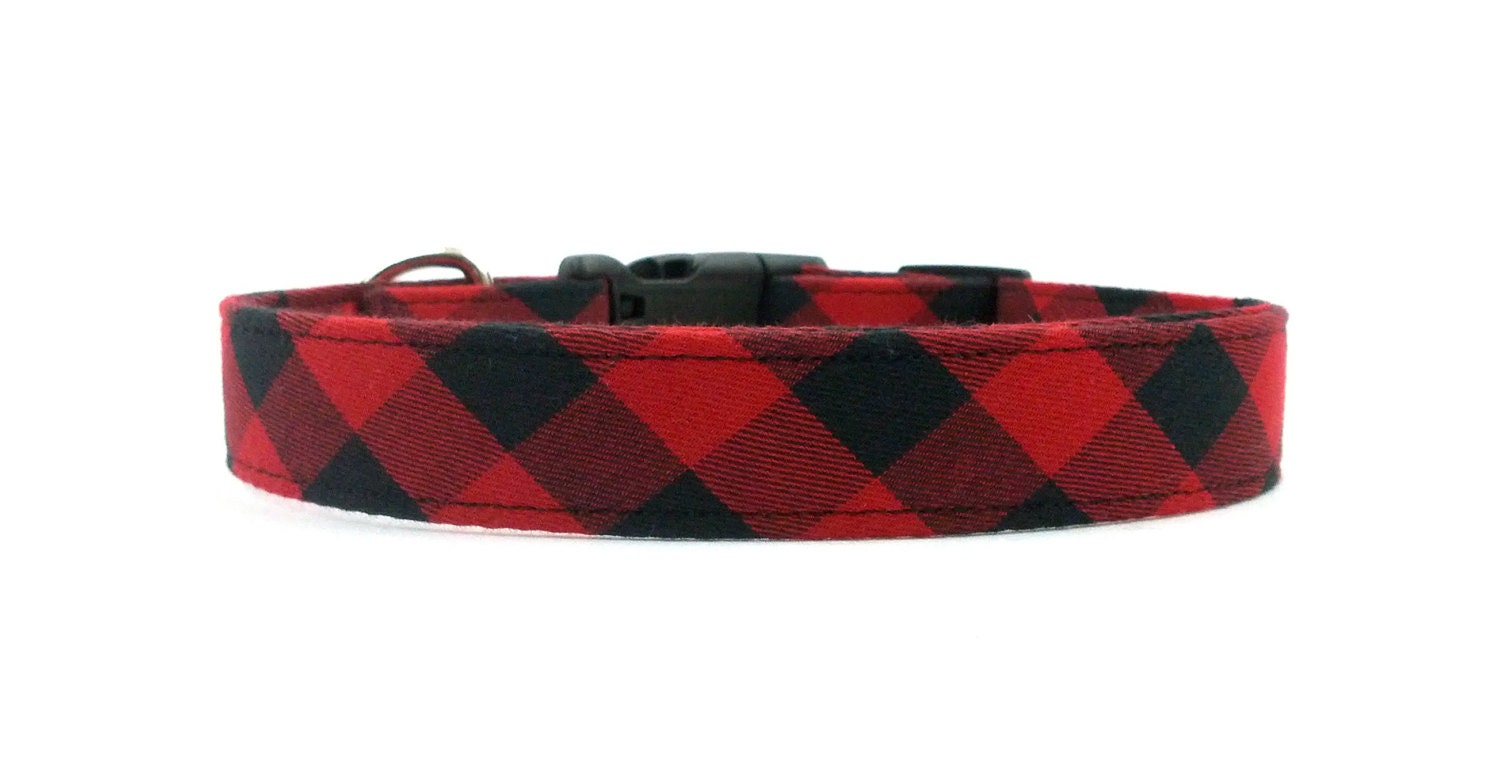 Red and Black Check/Checkered Dog Collar OR Matching Leash