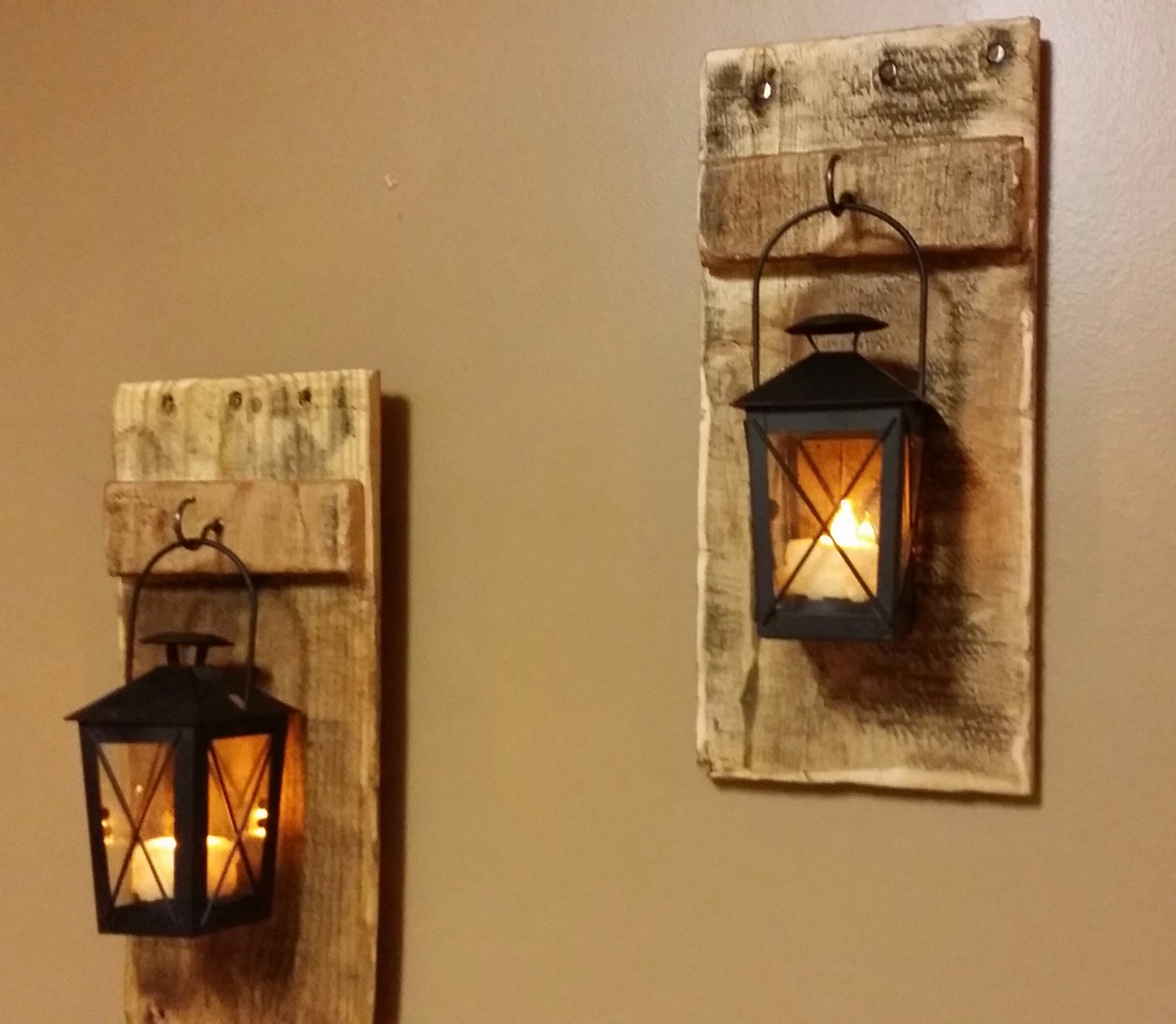 Rustic Wood Lantern Candle Holder 12 X 5 Wood 7395