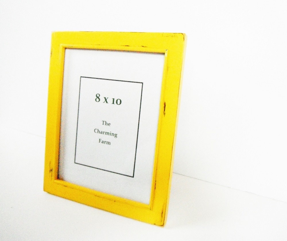 Yellow picture frame 8 x 10 frames handpainted by TheCharmingFarm