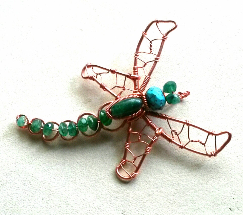 Dragonfly Pendant Made to Order Wire Wrapped Dragonfly Pendant