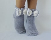 Socks butterfly. Gray socks. Woman socks. Knit socks. Hand knit socks.  Birthday! Valentine's day! Gift Ideas.