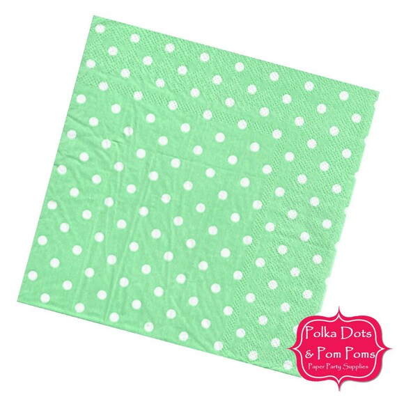 20 MINT GREEN Paper Napkins / Serviettes / 3ply / Small Polka