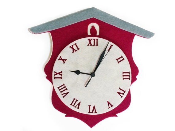 Cuckoo Clock Wall Hanging - Large Wall Clock - Felt Wall Decor