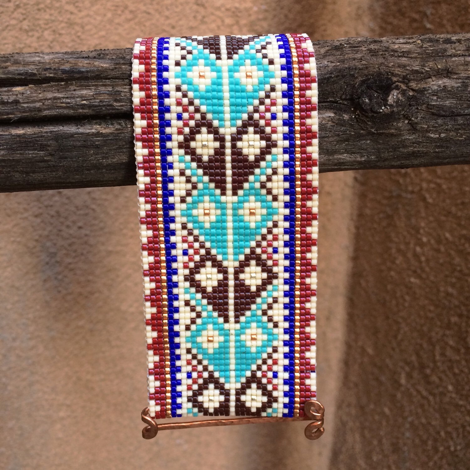 Woodland Tribe Bead Loom Bracelet Bohemian Boho Artisanal