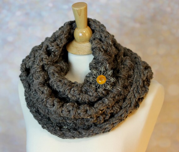 Outlander Inspired Mobius Cowl in Barley Brown CROCHET PATTERN