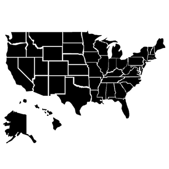 Individual State Map decal sticker 6 inch tall USA