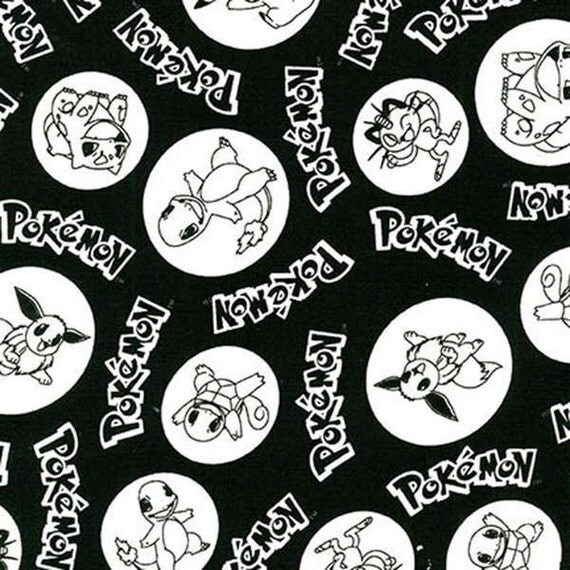 Pokemon Black And White By Robert Kaufman Fabrics Cotton Woven