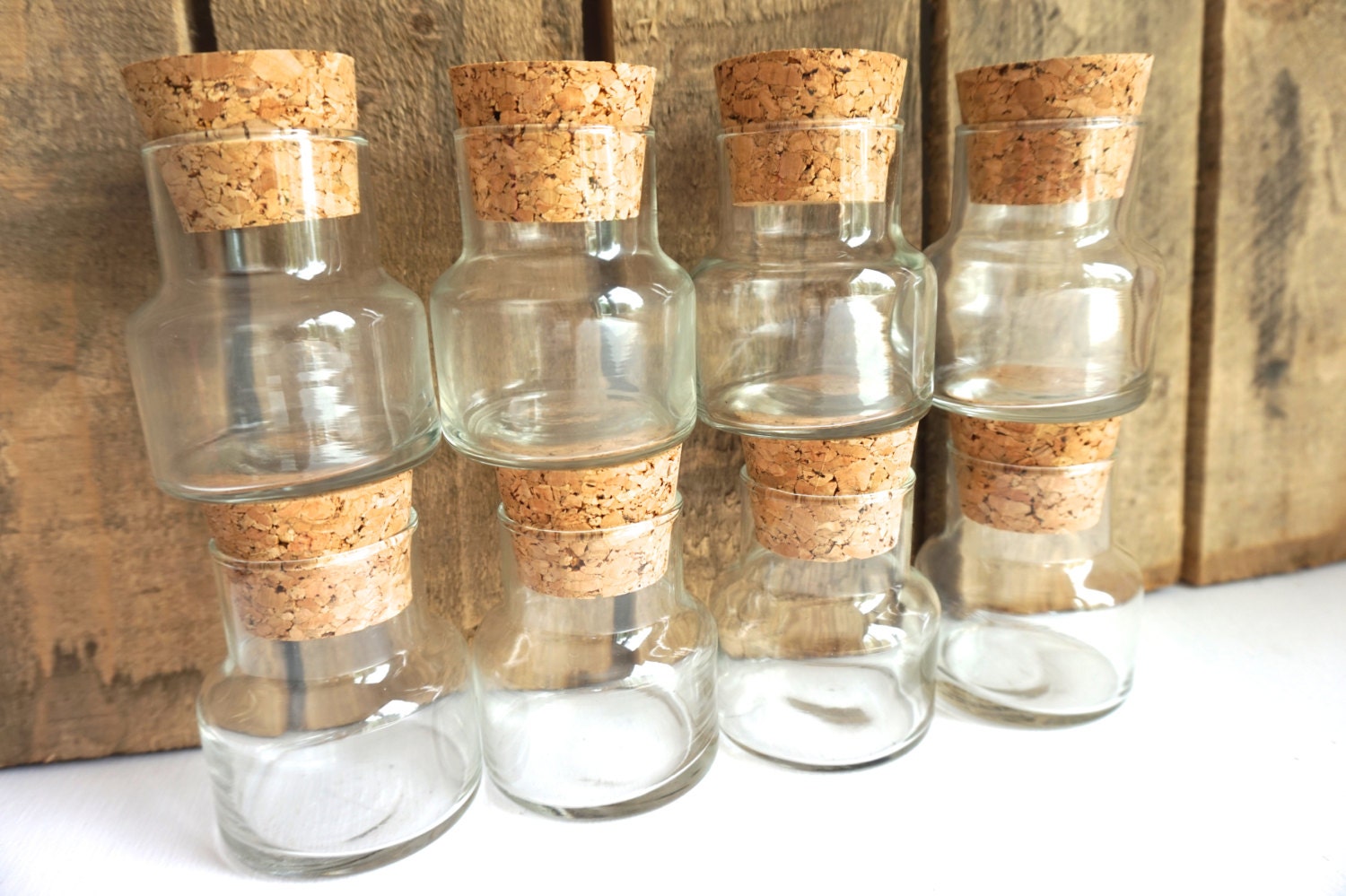 Vintage Glass Spice Jars With Cork Top// Kitchen by LONELILYMARKET