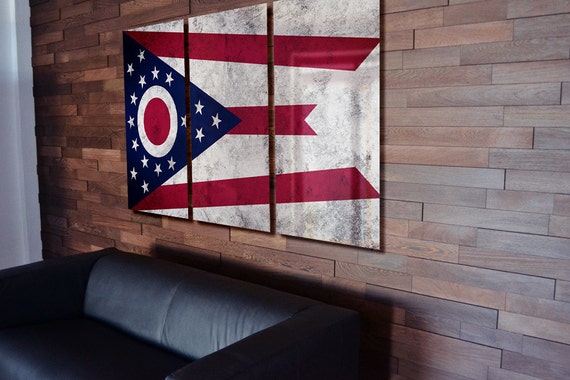 Ohio State Wall Art triptych ohio state flag hanging rustic worn metal wall art Ohio State Wall Art triptych ohio state flag hanging rustic worn metal wall art