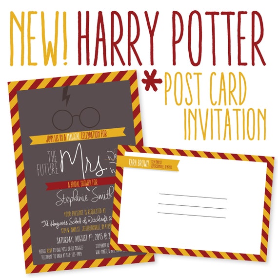 Postcard // Party or Bridal Shower Invitation Harry Potter