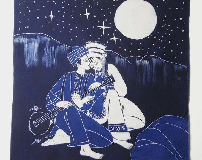 Romantic Moonlight - Chinese Ethnic Batik Painting Tapestry Wall Hanging
