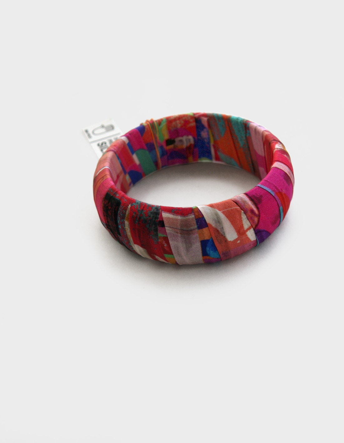 Fabric wrap bracelet silk wrapped thick bangle textile boho