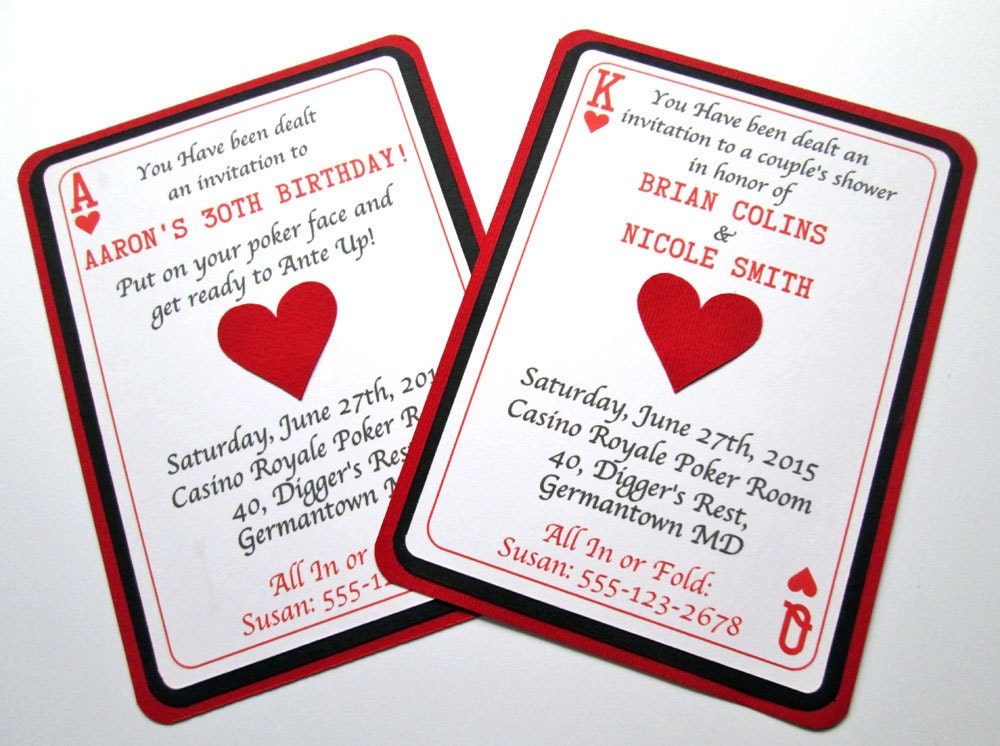 Poker Themed Birthday Party Invitations