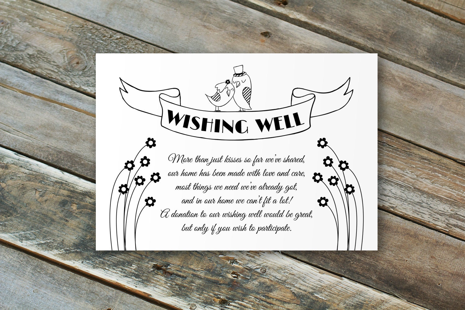 Editable Wedding Wishing Well Card Love Birds By Printablematter