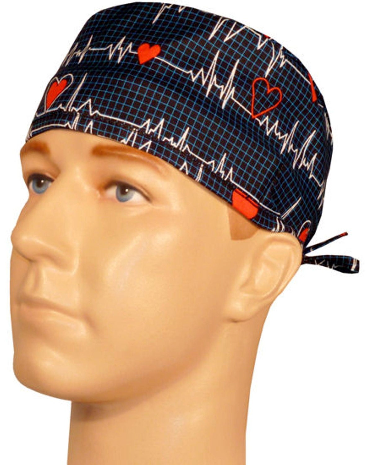 EKG scrub hat SURGICAL hat theatre cap ecg heartbeats qrs