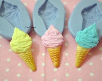ICE CREAM MOULD 2.0 cm flexible silicone 3d Gelato miniature dollhouse charm kawaii polymer clay jewelry soap resin plaster ST174