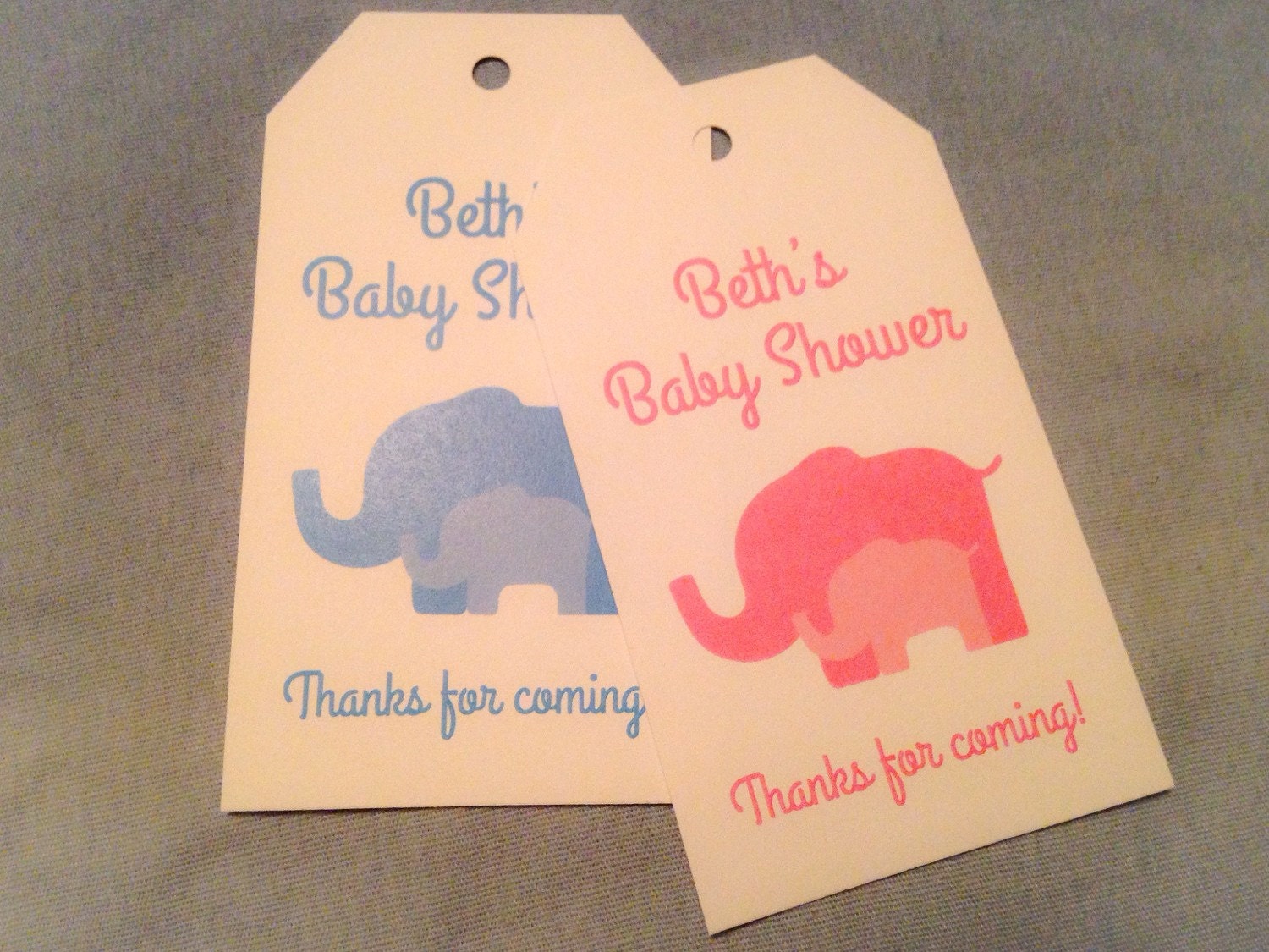 Custom Elephant Hang Tags Baby Shower Favors 1st Birthday