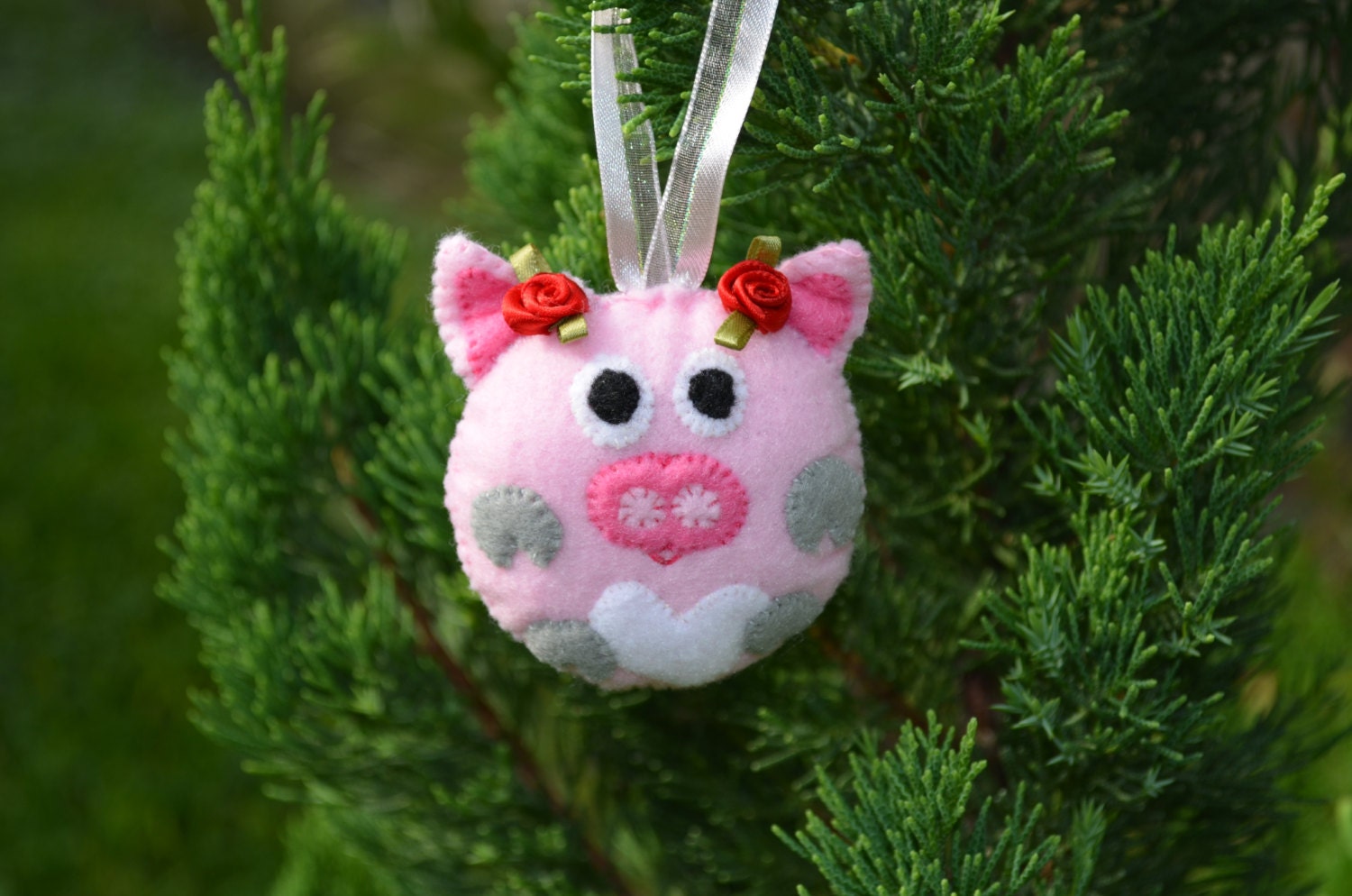 Felt Pig ornament pig ornament felt by WhimsicalFeltDesigns