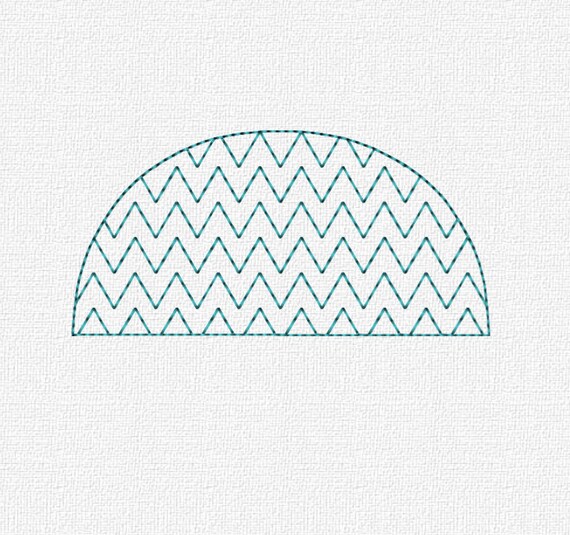 Half Circle Appliqué with Chevron Redwork Machine Embroidery