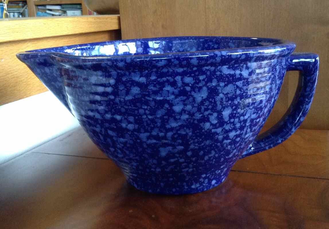 Vintage Western Stoneware Mixing Bowl with Pouring Spout and