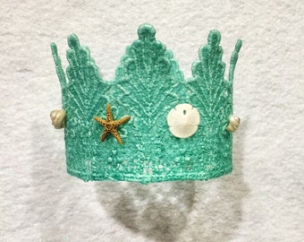 MERMAID CROWN, mermaid photoshoot, mermaid birthday, lace mermaid crown, lace crown, birthday crown, crown, ocean crown, ariel crown