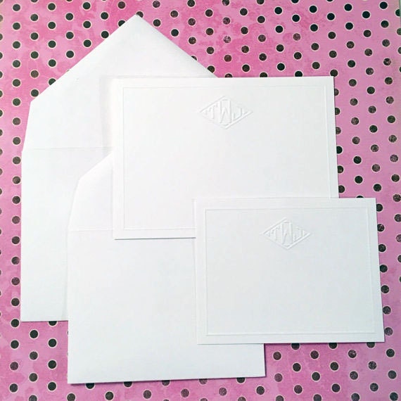 Embossed stationery monogrammed stationery by SequinsAndLipstick