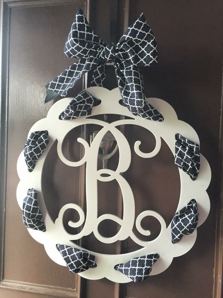 Single Initial White Wooden Monogram Door Hanger by ArmourCraftLLC