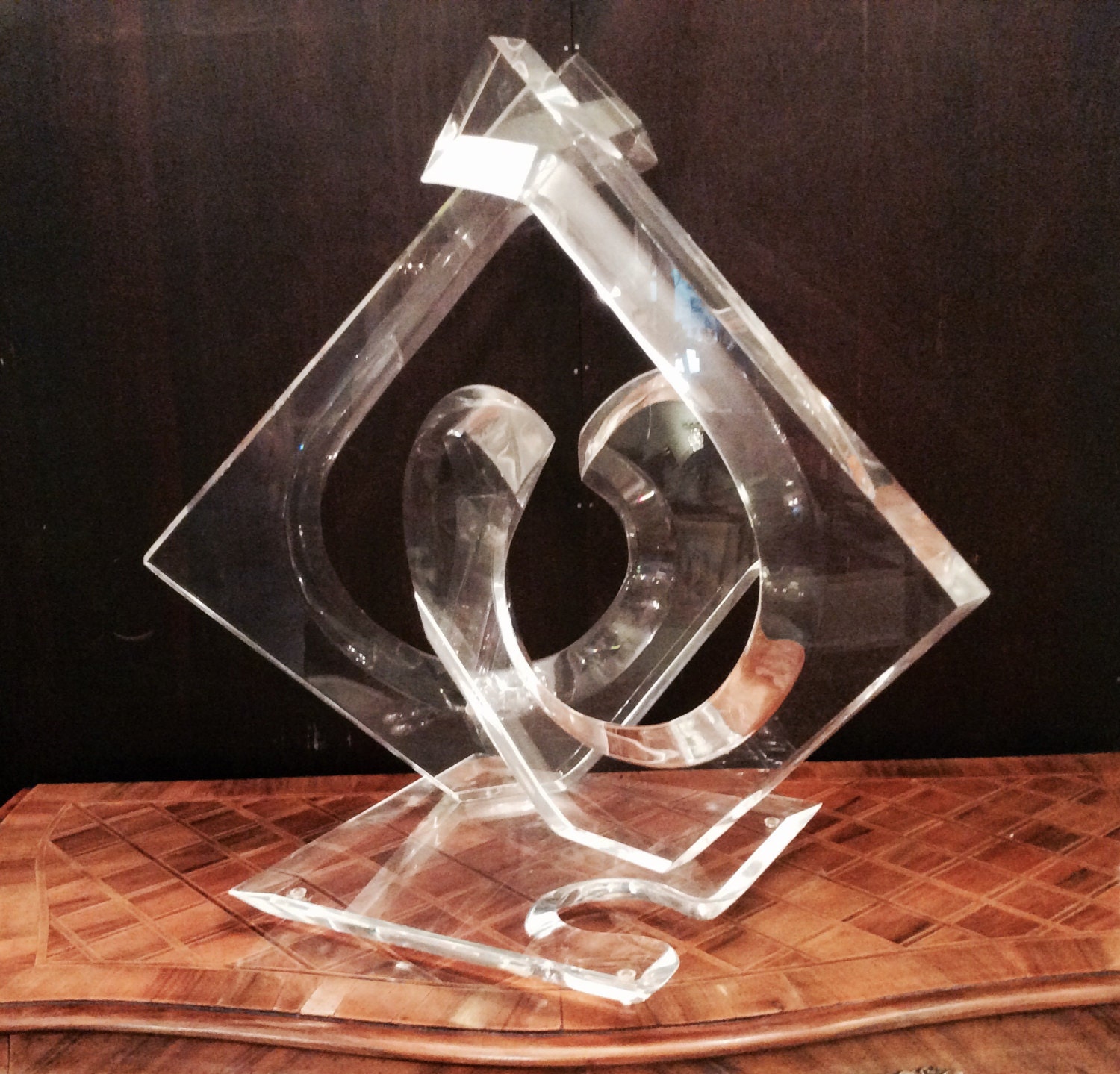 Signed Van Teal Lucite Sculpture LARGE Contemporary Lucite