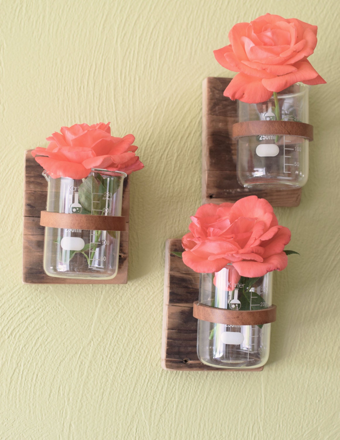 Rustic laboratory bud vase set of 3 test tube vase