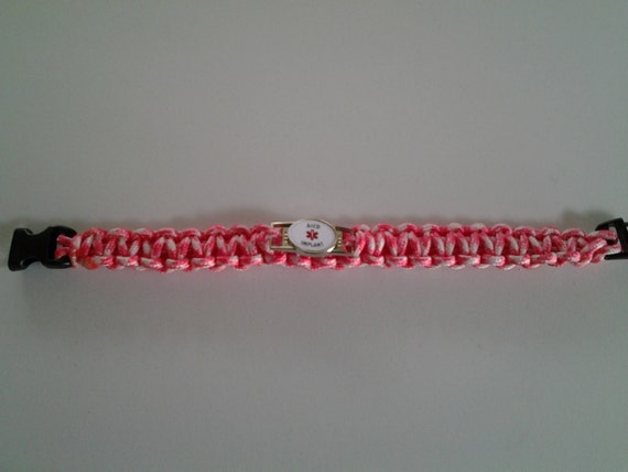 Women's ICD Medical Alert Paracord Bracelet I Love Pink.